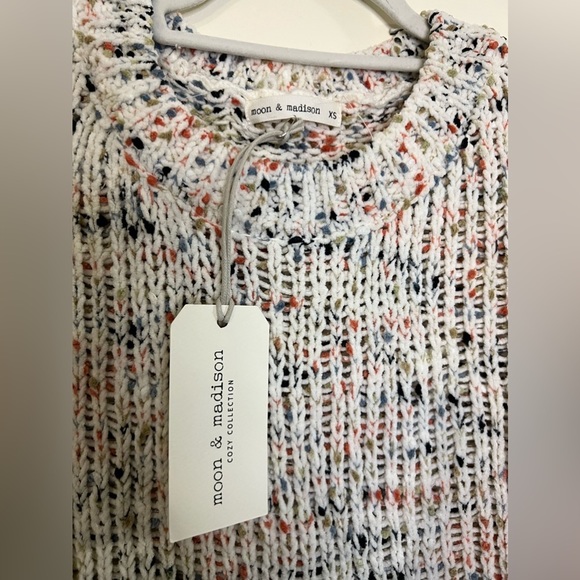 NWT Moon & Madison Confetti Specked Soft Open Knit Pullover Sweater - Picture 7 of 7